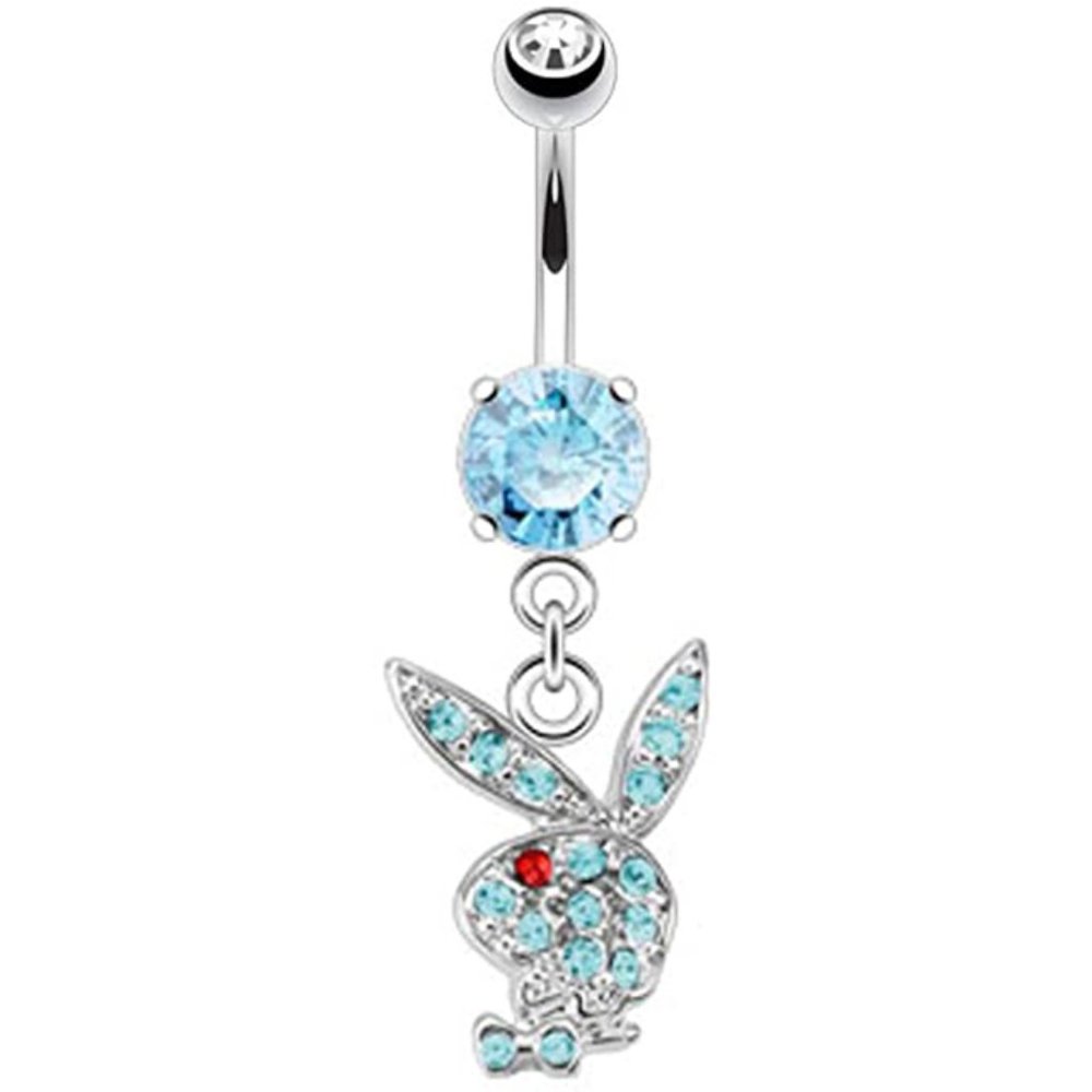 Multi Gem Playboy Bunny Belly Navel Ring TURQUOISE